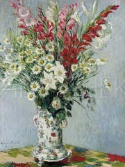 Motief Monet - Boeket van gladiolen, lelies en madeliefjes